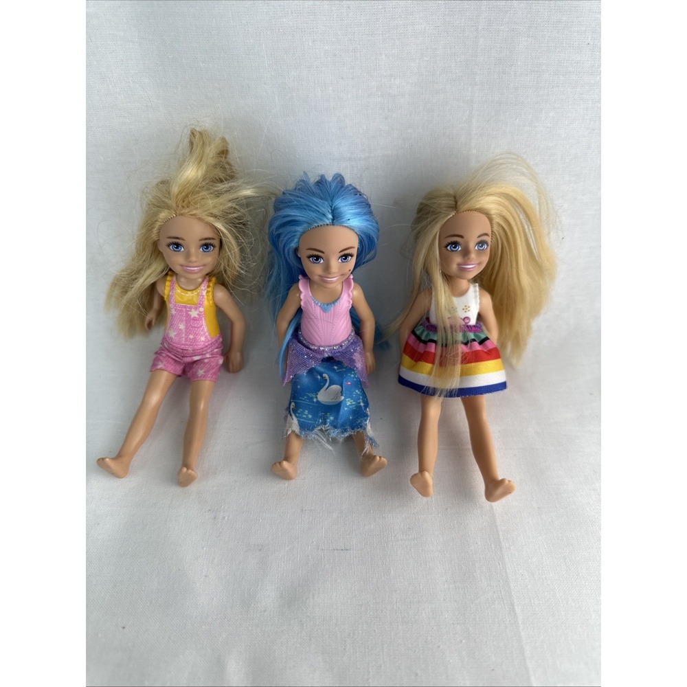 Lot of Barbie Chelsea Kelly Dolls 4–5" Mattel Mixed Outfits Used